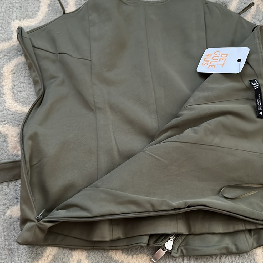 Zara Olive Strapless Top with Zipper - Picture 8 of 9